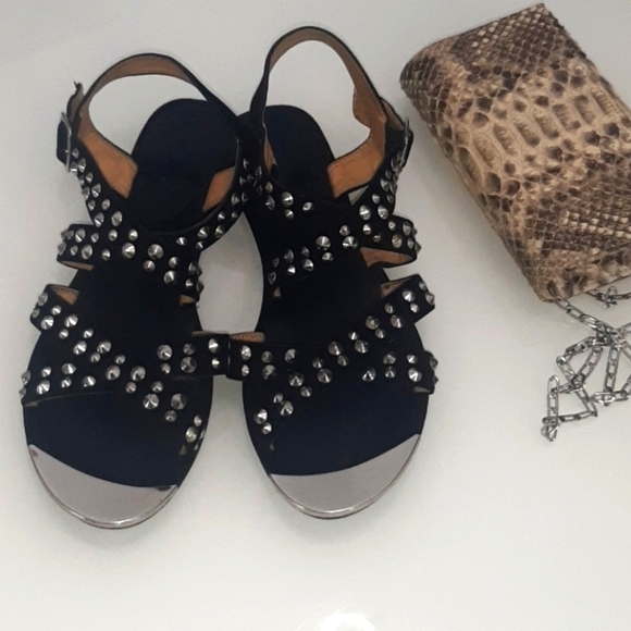 None Shoes - Black silver spikey flat sandals